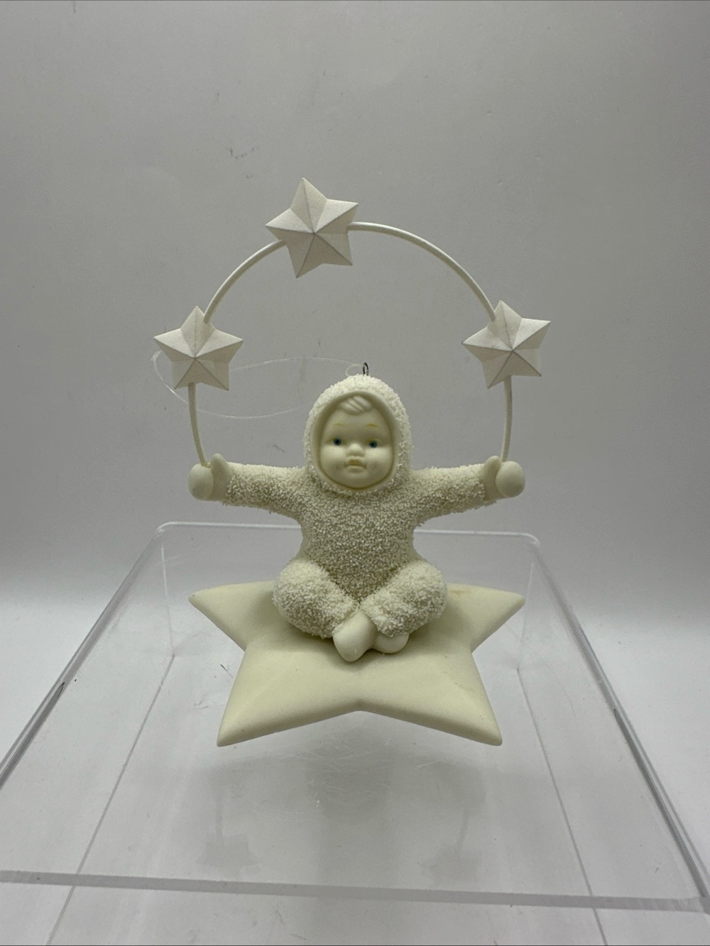 Dept 56 Snow Babies "Juggling Stars" Bisque Porcelain White Textured Figurine